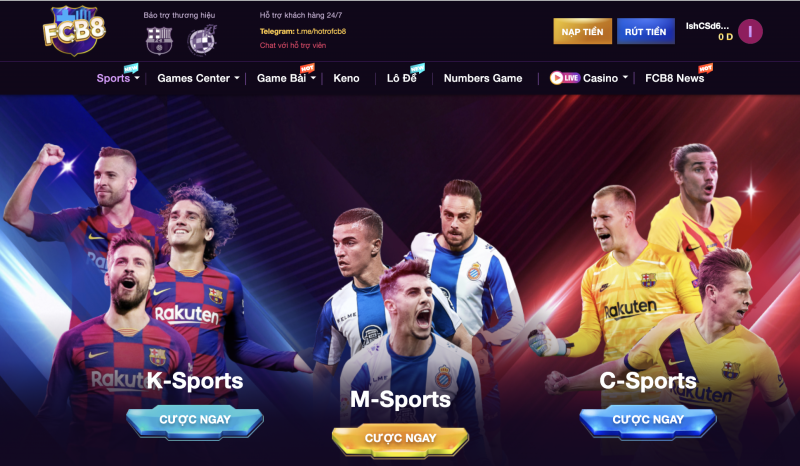 Sảnh thể thao FC88 cực chất