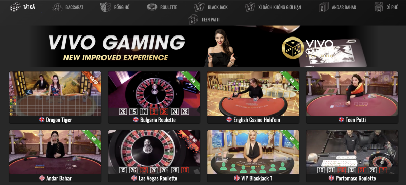 Sảnh Vivogaming cung cấp nhiều trò chơi