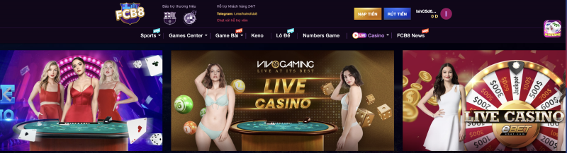 Các sảnh live casino fcb8 