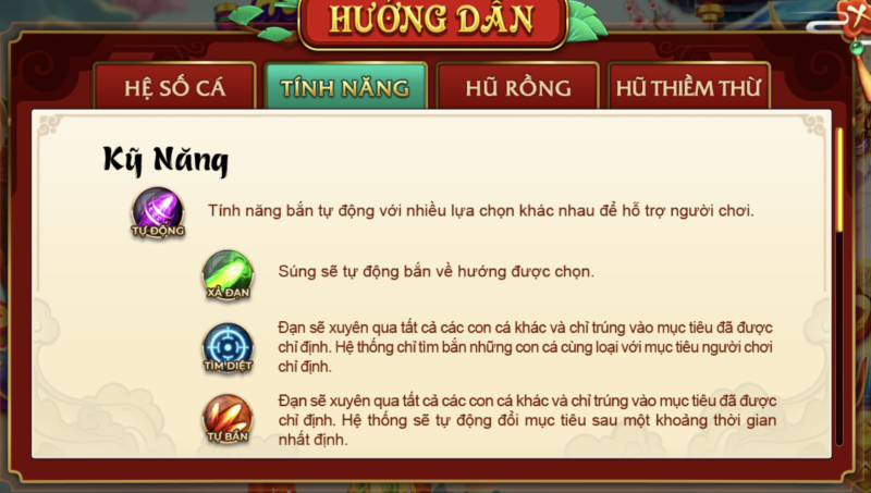 Tìm hiểu các tính năng có trong phần hướng dẫn