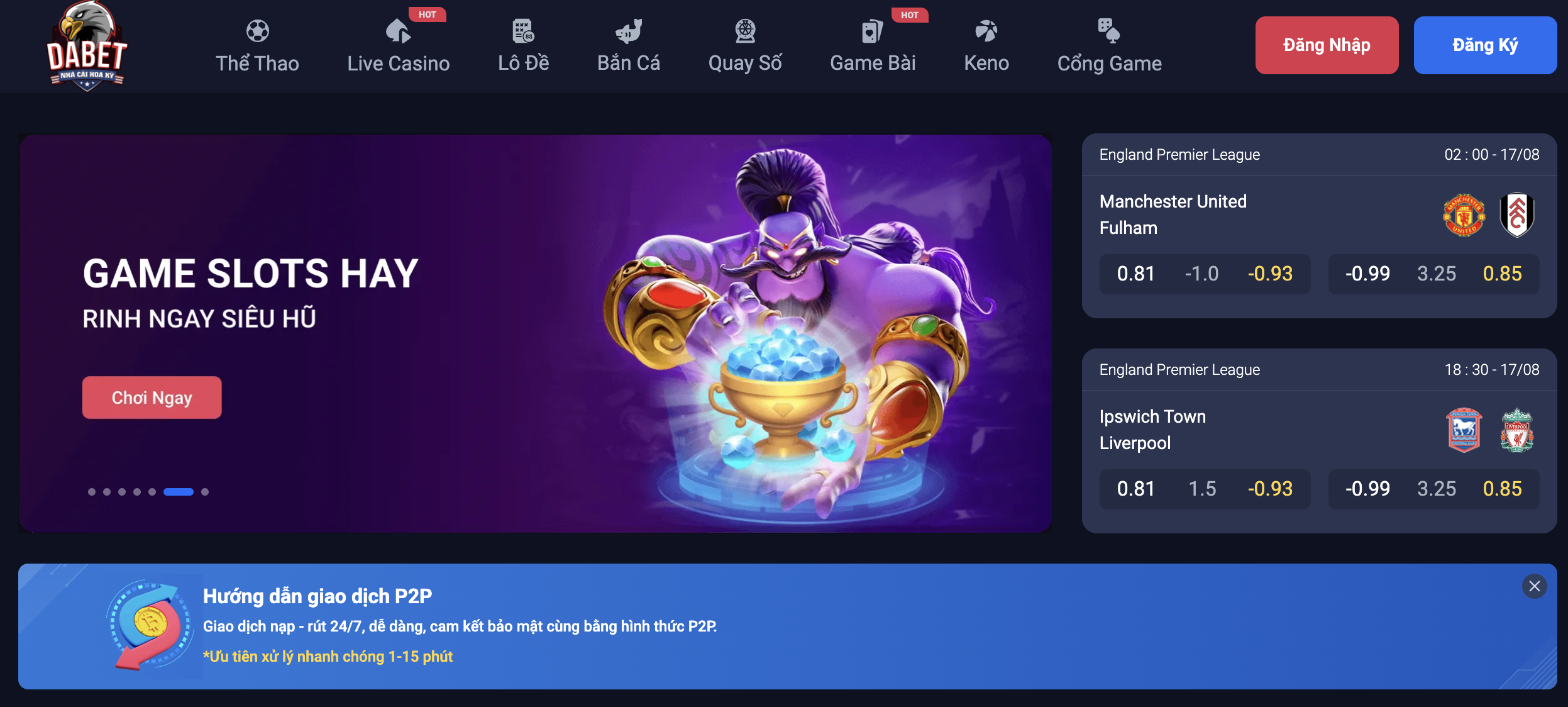 Dabet - Bảo mật cao và nhiều lựa chọn cá cược